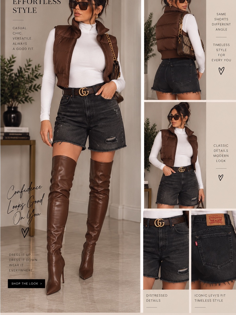 Levi's Black Distressed High-Rise Denim Shorts
